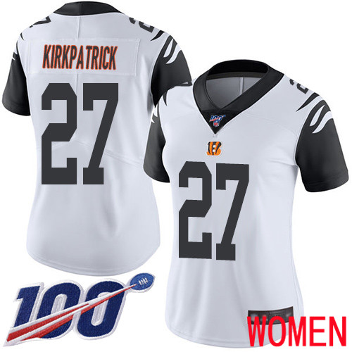 Cincinnati Bengals Limited White Women Dre Kirkpatrick Jersey NFL Footballl #27 100th Season Rush Vapor Untouchable